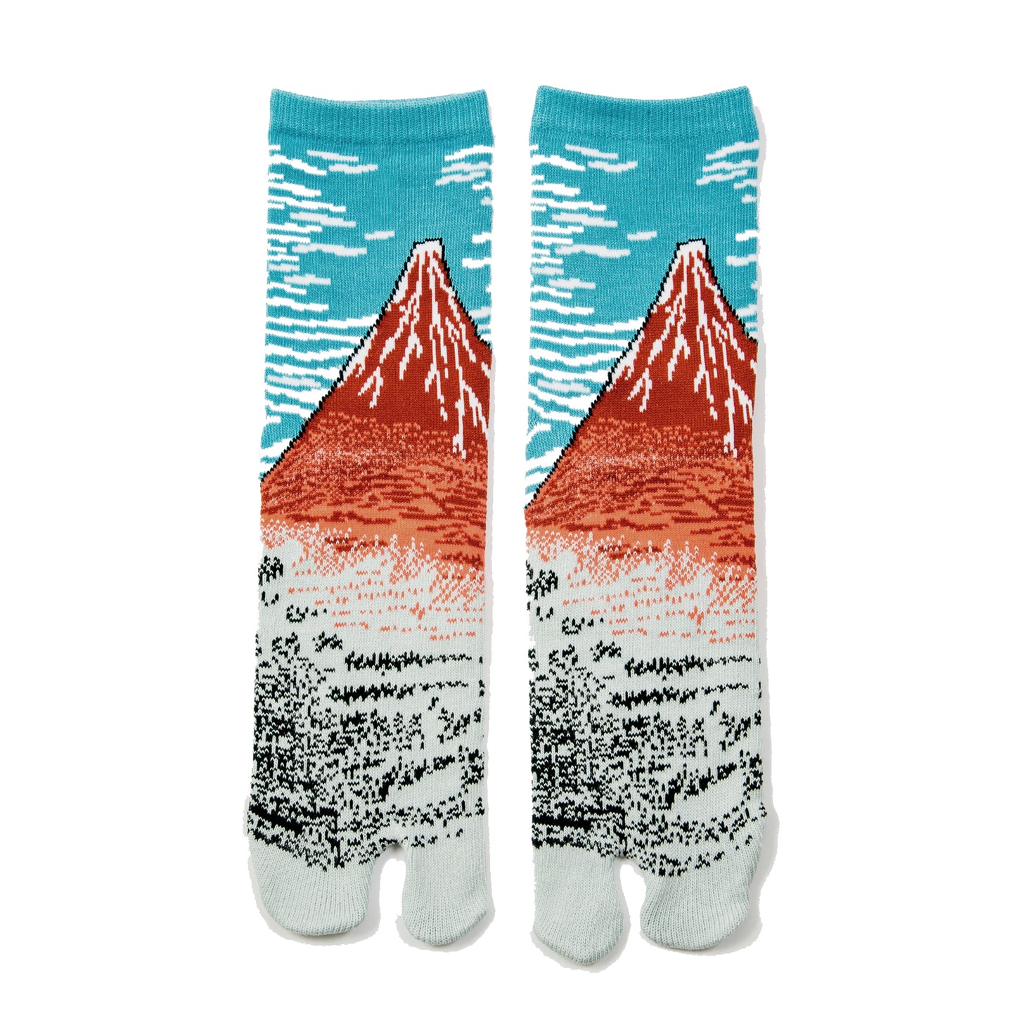 Hokusai Red Mount Fuji Tabi Socks