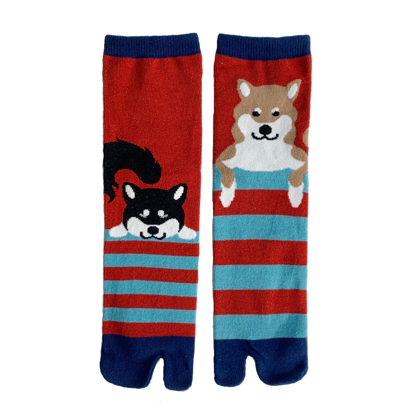 Shiba Inu Stripes Tabi Sandal Socks